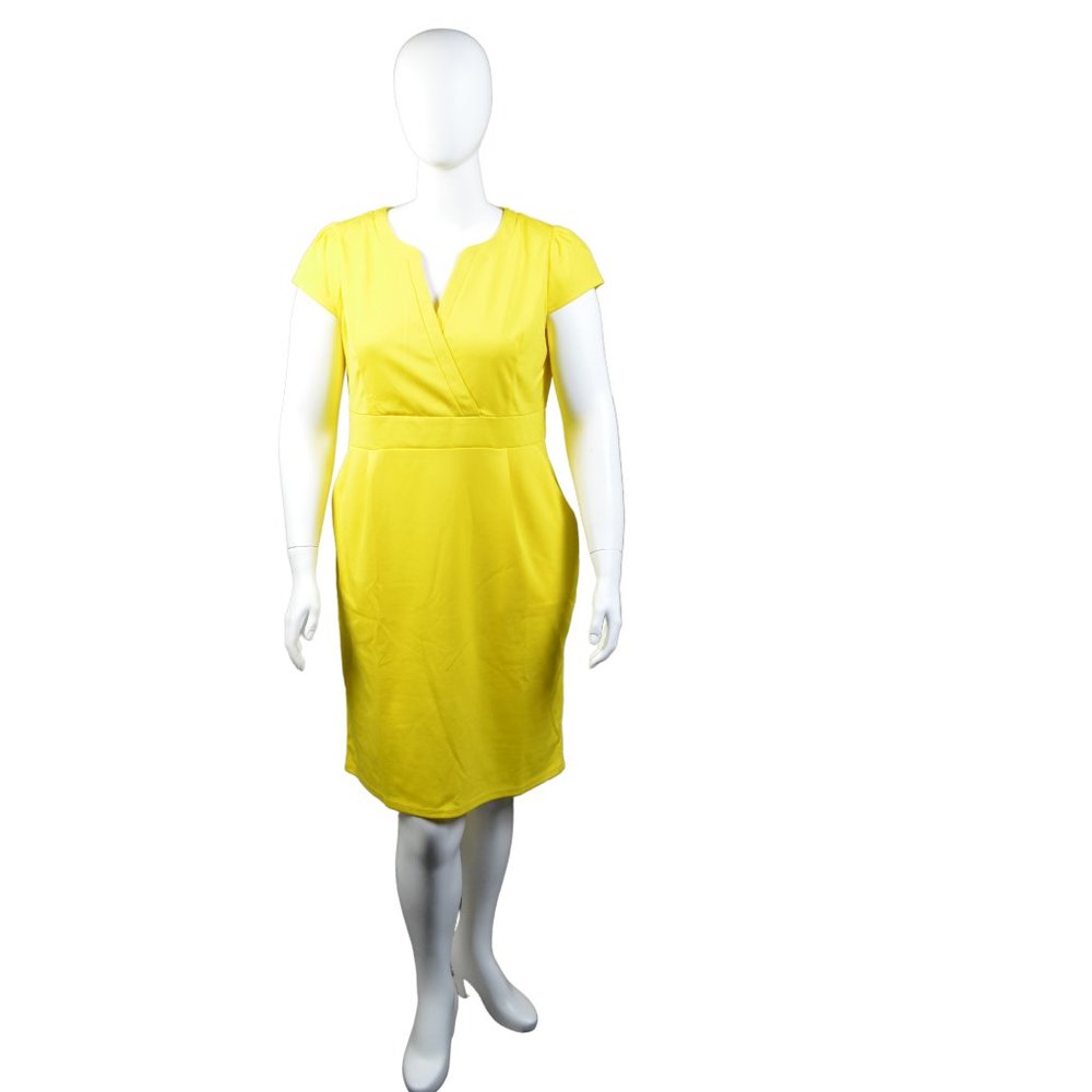 HiQueen NWT Yellow Empire Waist Dress W/Pockets XXL HOT!